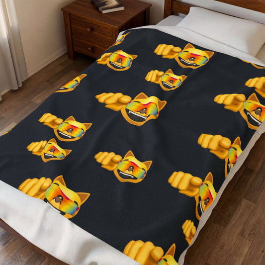 MOG CAT Pattern Velveteen Plush Blanket — Cozy Novelty Throw for MOG Lovers