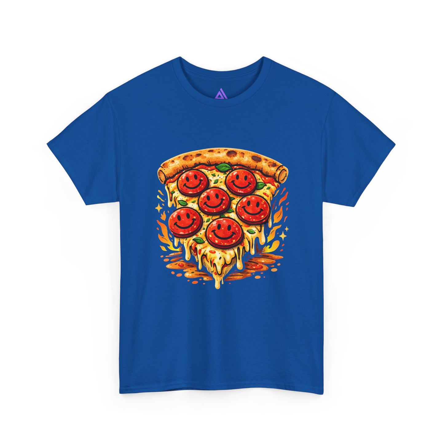 Pizza Smile Slice T-Shirt — Pepperoni Smiley Graphic Tee