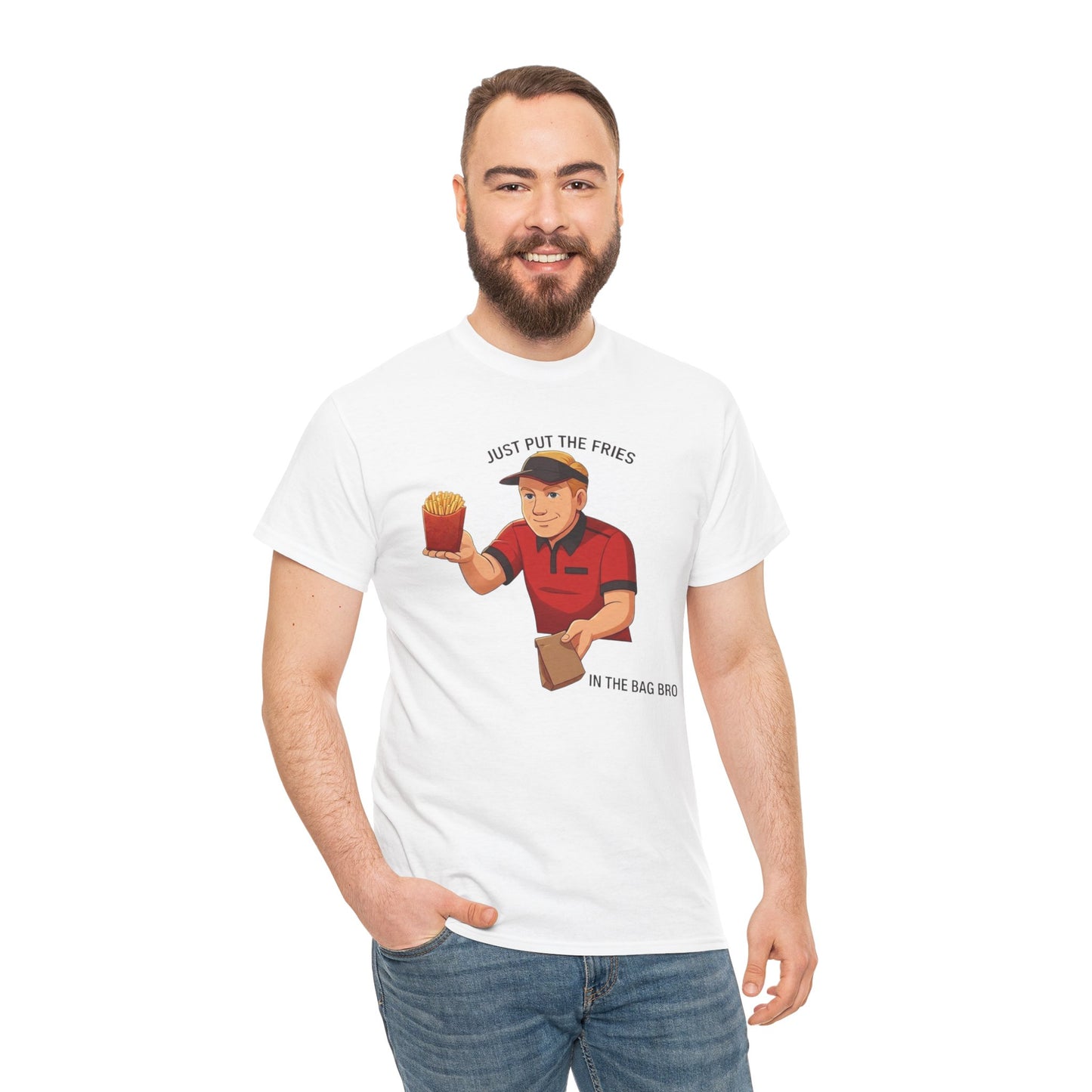 “Just Put the Fries in the Bag Bro” Collab Tee — Funny Fast Food Worker Tee