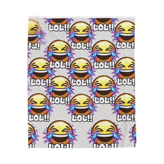 LOL Crying Emoji Velveteen Plush Blanket — Funny Patterned Throw for Teens & Gifting
