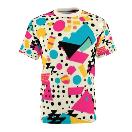 Retro 80s Memphis Pattern Tee — Neon Geometric All-Over Print