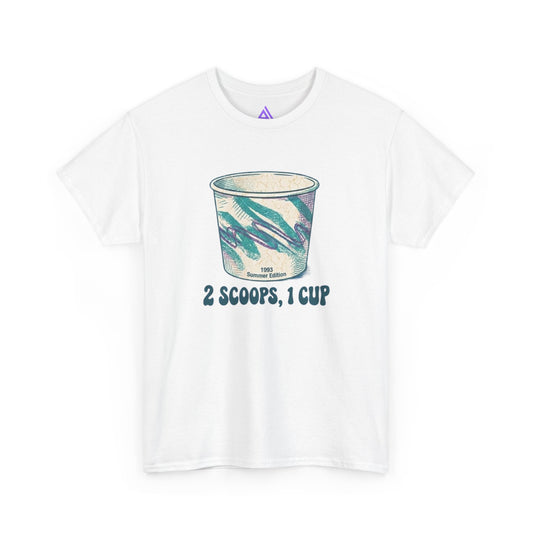 Retro Ice Cream Cup Tee — "2 Scoops, 1 Cup" Retro Graphic T-Shirt