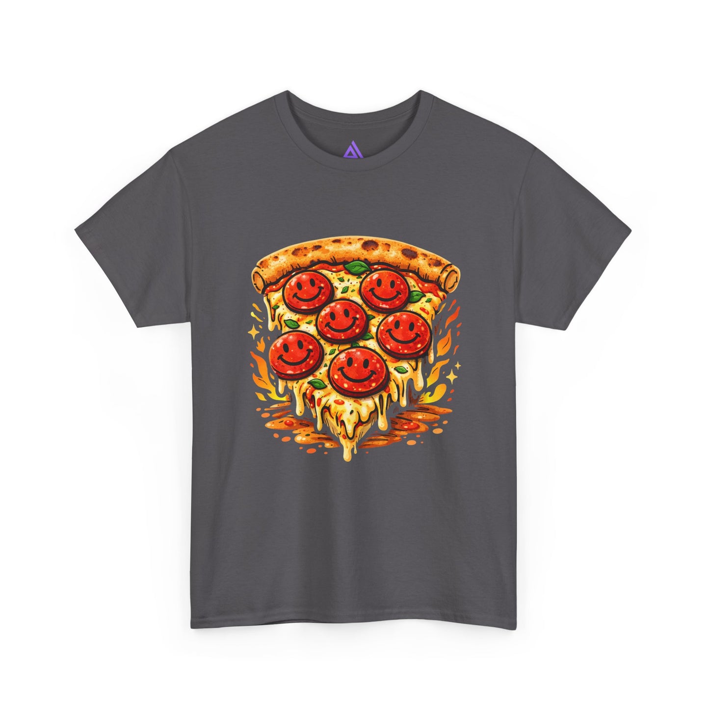 Pizza Smile Slice T-Shirt — Pepperoni Smiley Graphic Tee