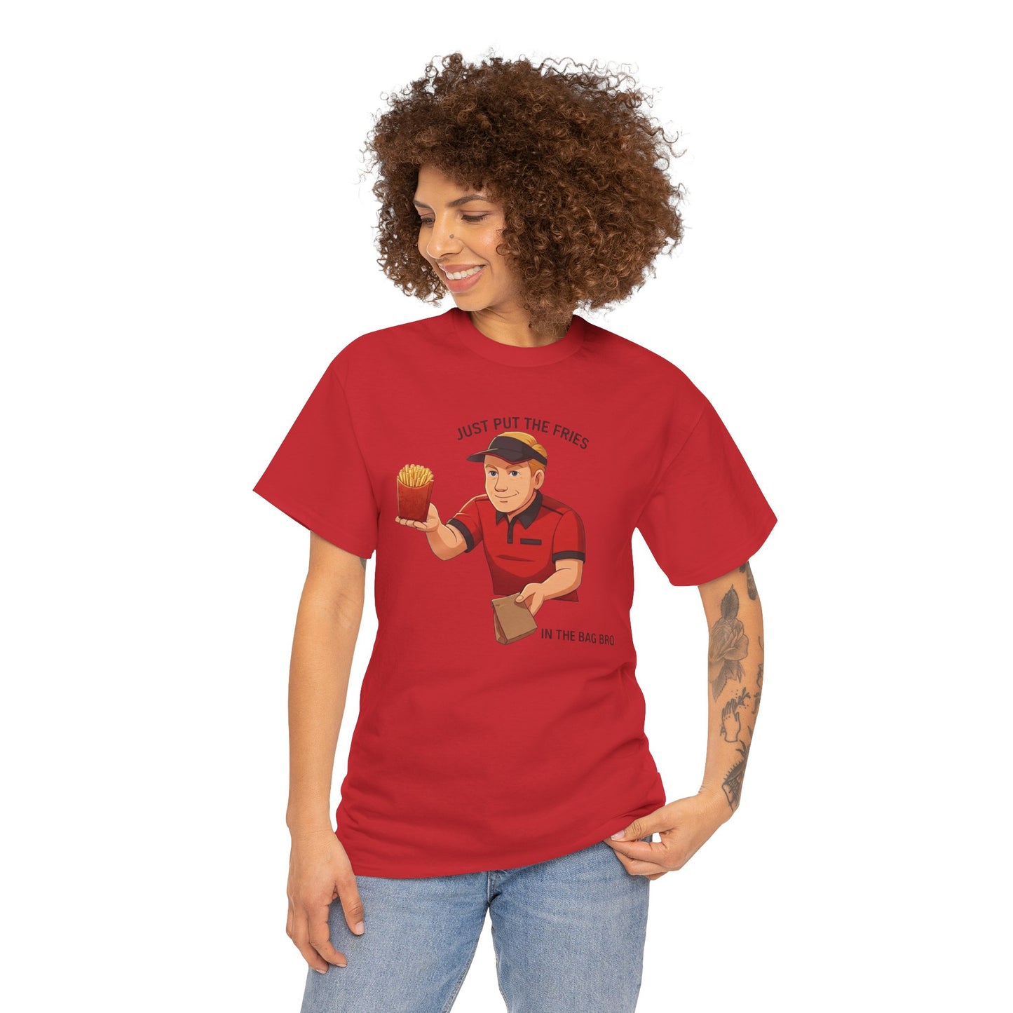 “Just Put the Fries in the Bag Bro” Collab Tee — Funny Fast Food Worker Tee