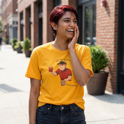 “Just Put the Fries in the Bag Bro” Collab Tee — Funny Fast Food Worker Tee