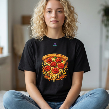 Pizza Smile Slice T-Shirt — Pepperoni Smiley Graphic Tee