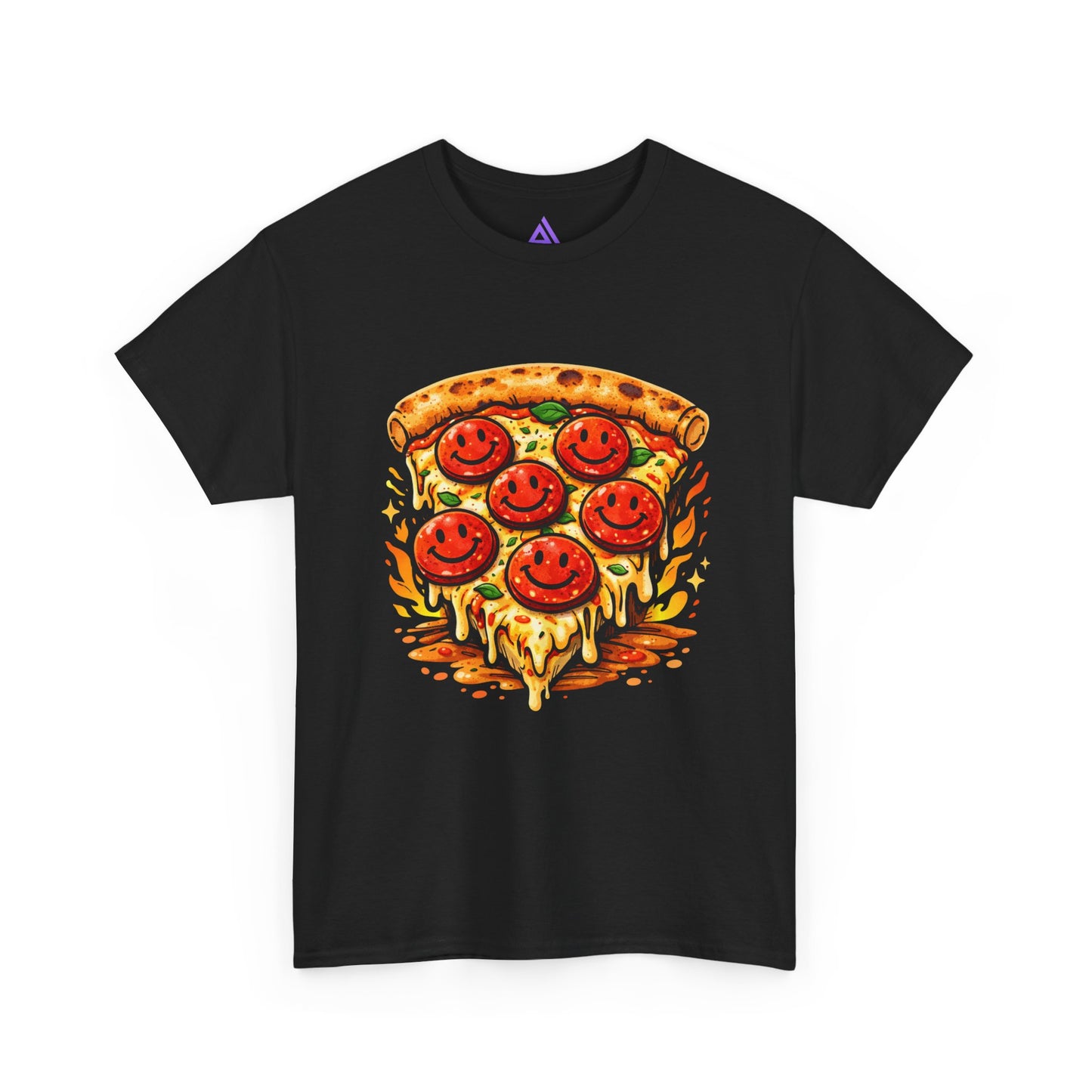 Pizza Smile Slice T-Shirt — Pepperoni Smiley Graphic Tee