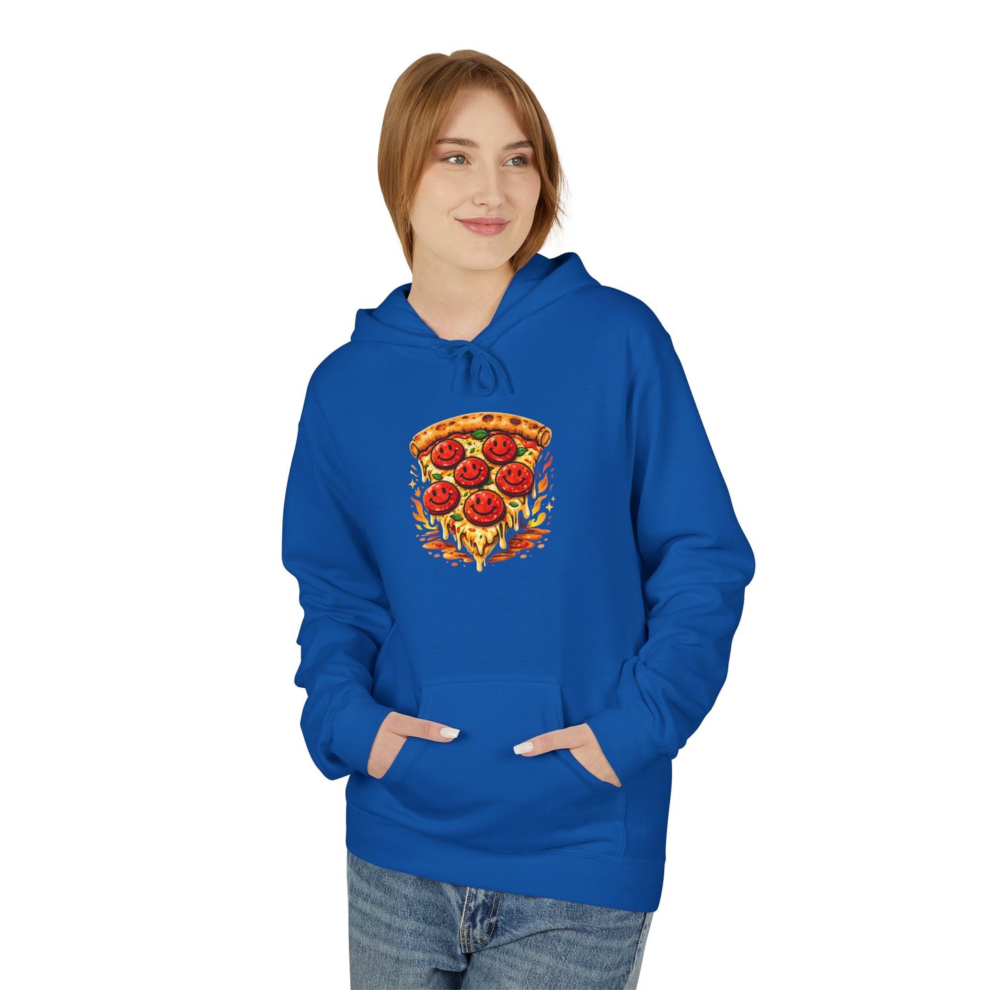 Pizza Slice Hoodie — Cute Smiling Pepperoni Pizza Graphic Pullover