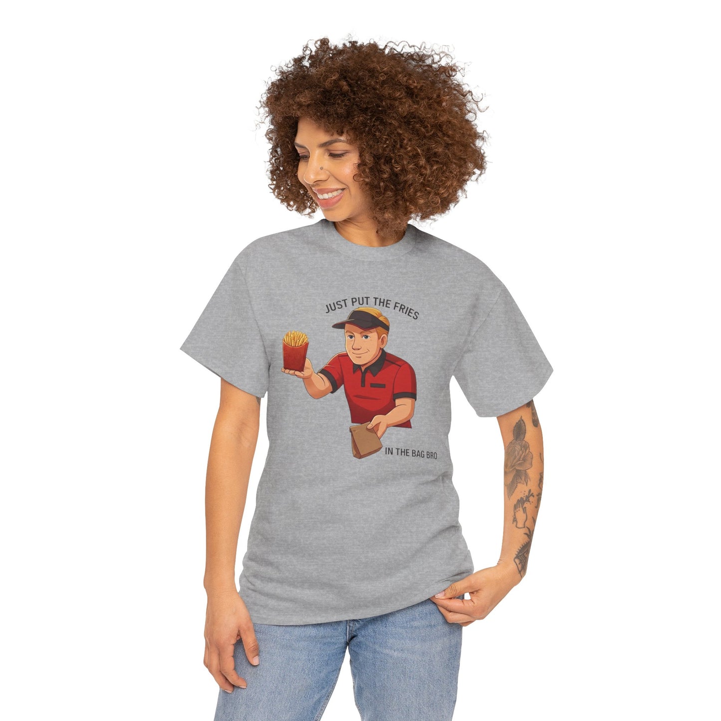 “Just Put the Fries in the Bag Bro” Collab Tee — Funny Fast Food Worker Tee