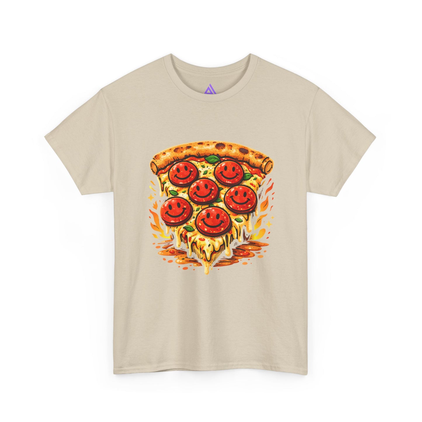 Pizza Smile Slice T-Shirt — Pepperoni Smiley Graphic Tee