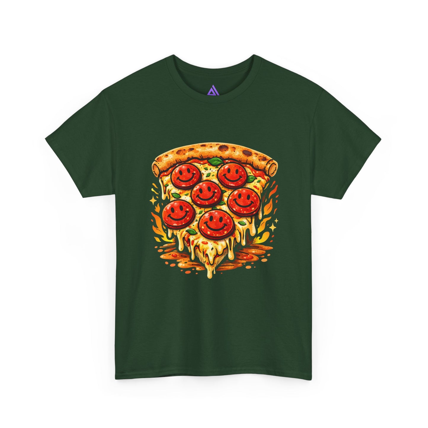 Pizza Smile Slice T-Shirt — Pepperoni Smiley Graphic Tee