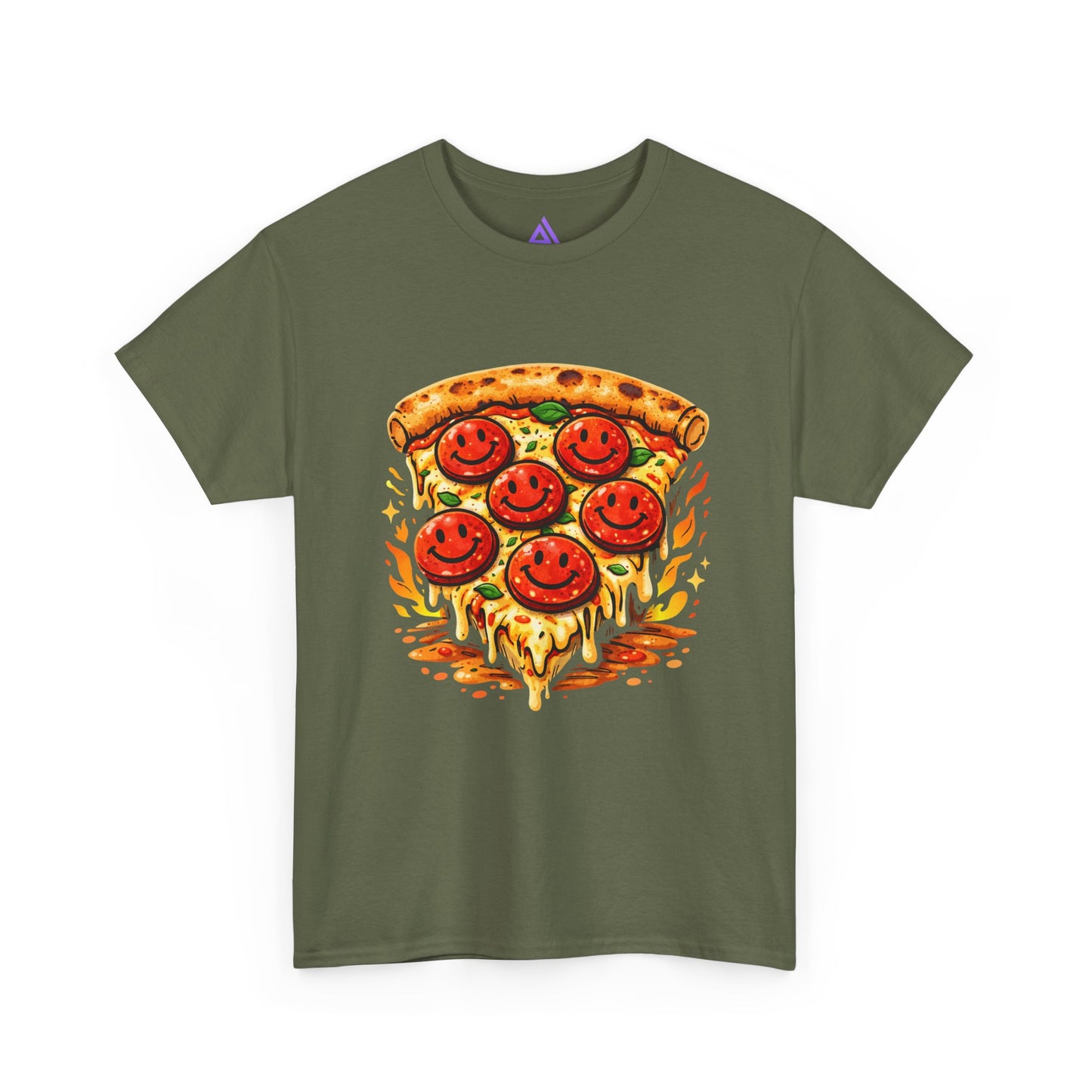Pizza Smile Slice T-Shirt — Pepperoni Smiley Graphic Tee