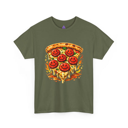 Pizza Smile Slice T-Shirt — Pepperoni Smiley Graphic Tee